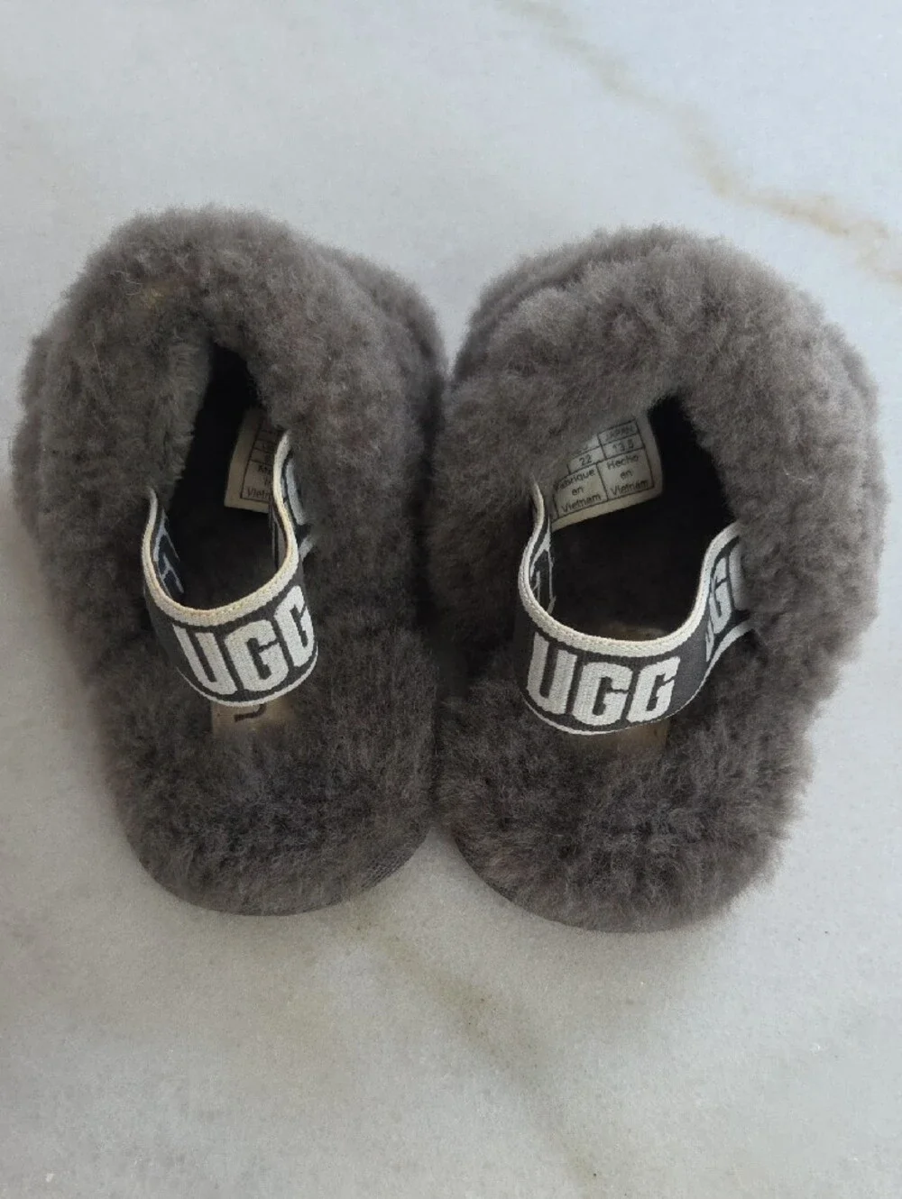 UGG Gray Shearling Slide Sandals Size 6